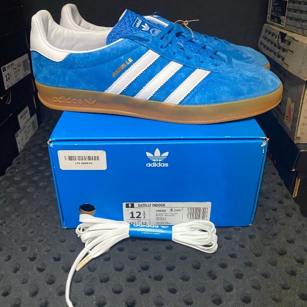 Adidas Gazelle Indoor “Blue Bird Gum” (2022 release) HO6260 12.5M DS NWT - Picture 3 of 9